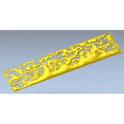 Журавли в сосновом саду - декоративная 3D панель STL для ЧПУ