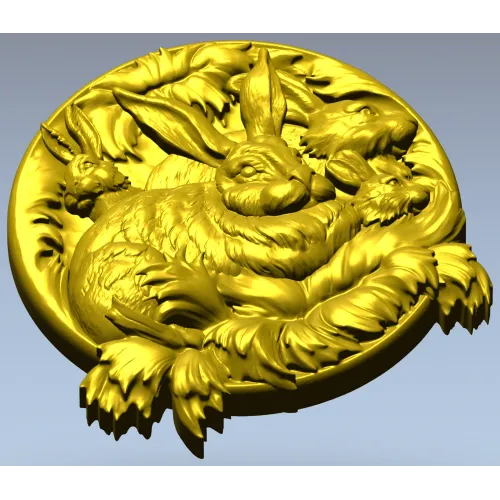 Hare Family Medallion - high-relief STL for CNC carving