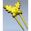 3D модель заколки "Дубовая ветвь" (STL) для ЧПУ
