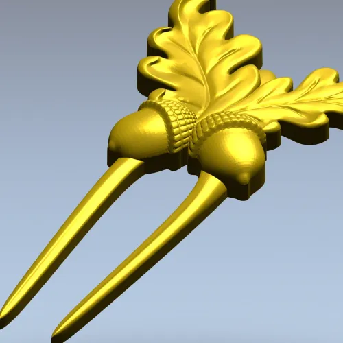 3D модель заколки "Дубовая ветвь" (STL) для ЧПУ