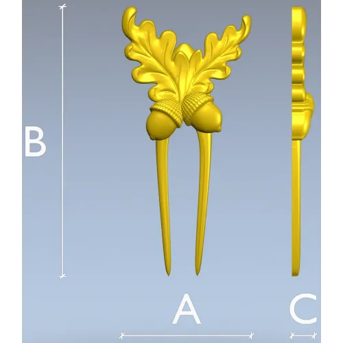 3D модель заколки "Дубовая ветвь" (STL) для ЧПУ