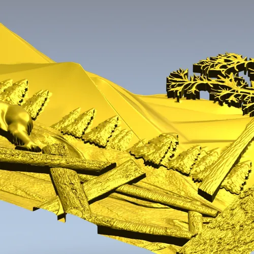 Winter Ridge Relief - detailed STL 3D model for CNC carving
