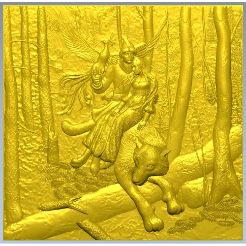 Ivan Tsarevich and the Gray Wolf - High Relief Panel STL