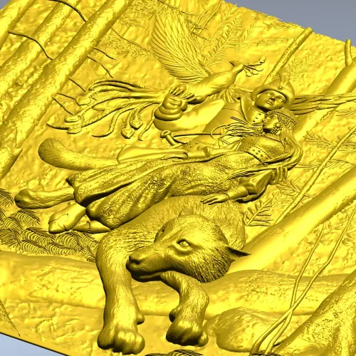Ivan Tsarevich and the Gray Wolf - High Relief Panel STL