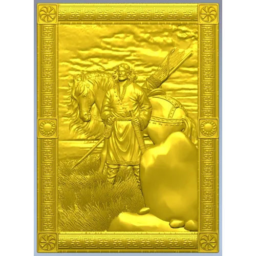 Ilya Muromets high-relief panel STL for CNC
