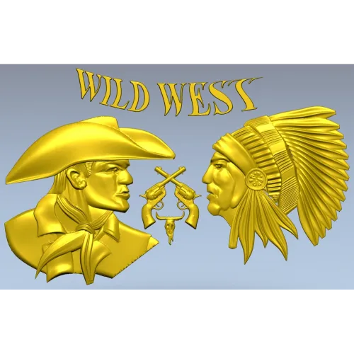 Wild West relief STL for CNC - Cowboy vs Native Chief