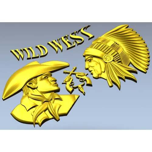 Wild West relief STL for CNC - Cowboy vs Native Chief
