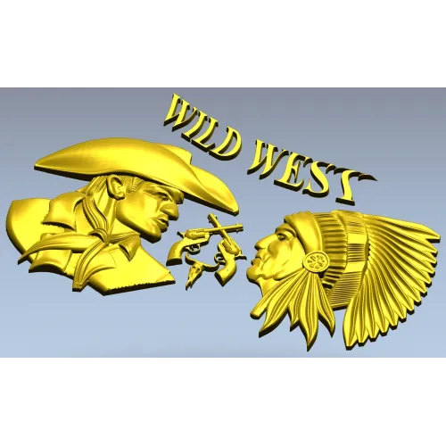 Wild West relief STL for CNC - Cowboy vs Native Chief