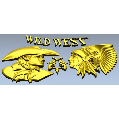 Wild West relief STL for CNC - Cowboy vs Native Chief