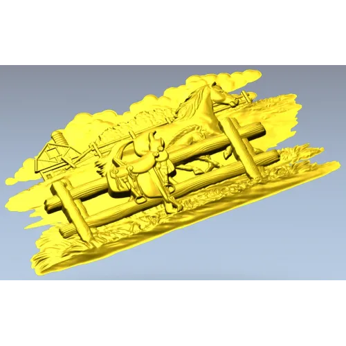 Horse & Saddle Bas-Relief - STL 3D model for CNC carving