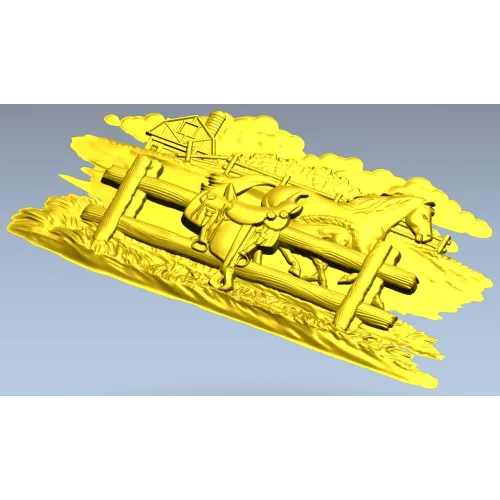 Horse & Saddle Bas-Relief - STL 3D model for CNC carving