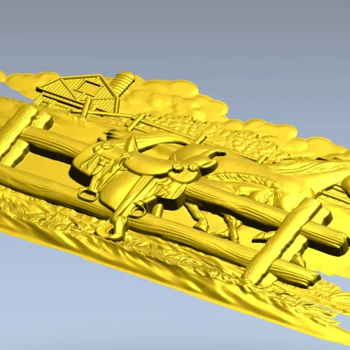 Horse & Saddle Bas-Relief - STL 3D model for CNC carving