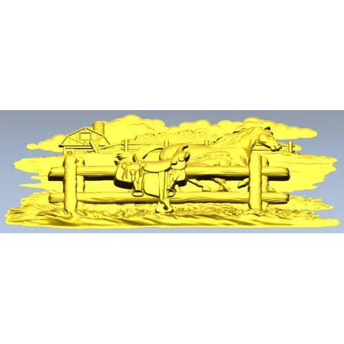 Horse & Saddle Bas-Relief - STL 3D model for CNC carving