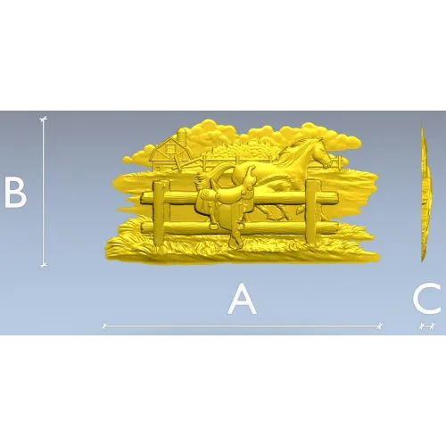 Horse & Saddle Bas-Relief - STL 3D model for CNC carving