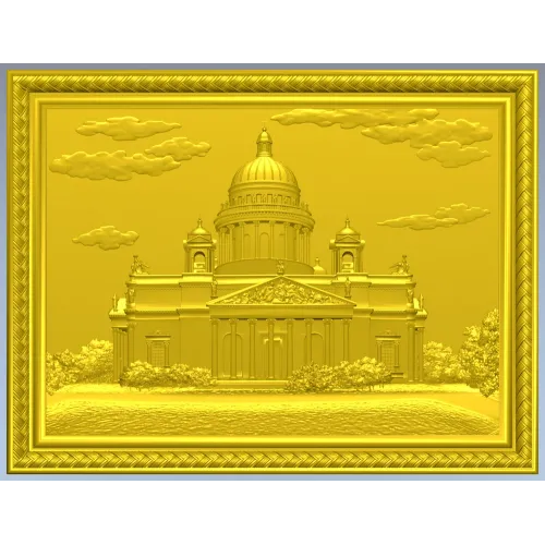 St. Isaac's Cathedral Framed Bas-Relief - STL 3D Model for CNC