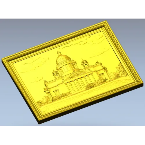 St. Isaac's Cathedral Framed Bas-Relief - STL 3D Model for CNC