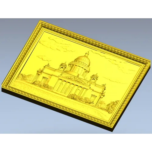St. Isaac's Cathedral Framed Bas-Relief - STL 3D Model for CNC
