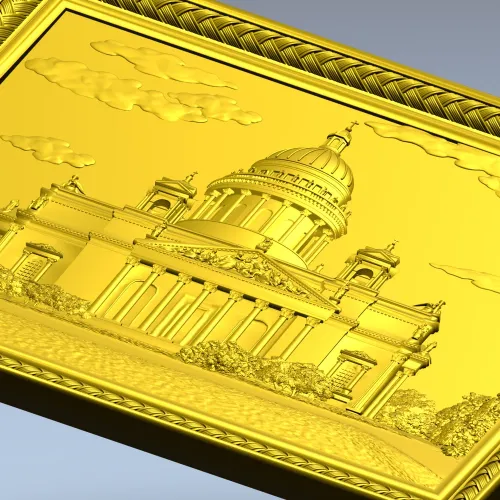 St. Isaac's Cathedral Framed Bas-Relief - STL 3D Model for CNC