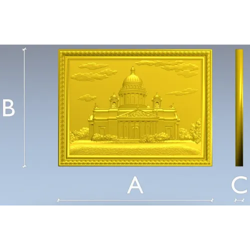 St. Isaac's Cathedral Framed Bas-Relief - STL 3D Model for CNC