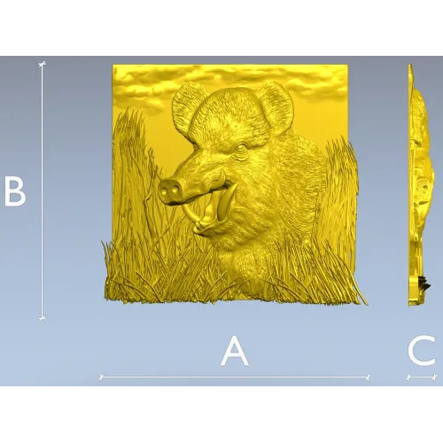 Барельеф дикого кабана - 3D модель STL для ЧПУ