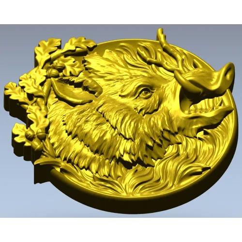 Медальон с головой кабана - высокодетализированная 3D модель STL