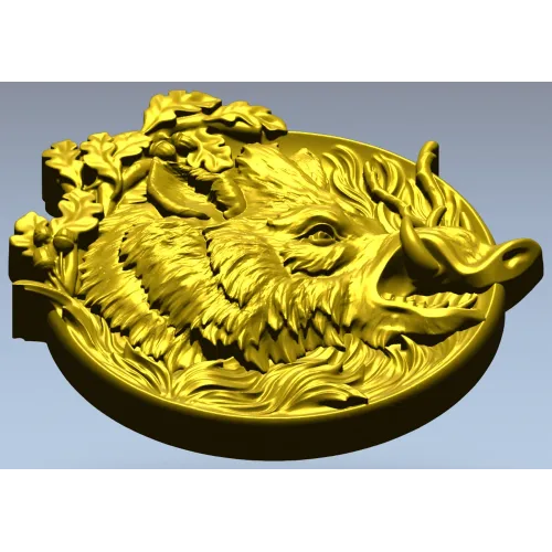 Медальон с головой кабана - высокодетализированная 3D модель STL