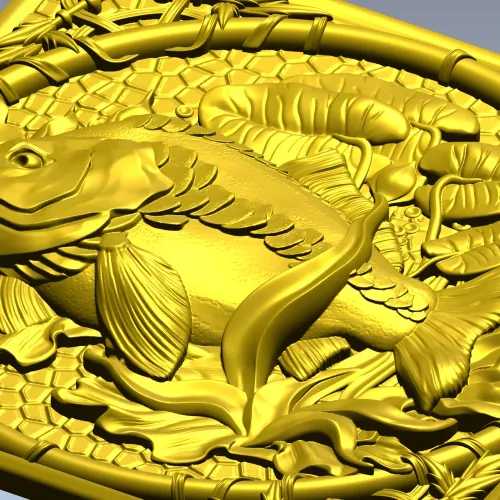 Carp Medallion 3D model in STL for CNC