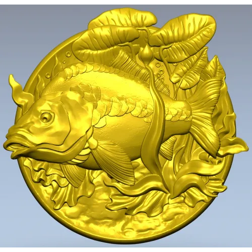 Карп на медальоне - 3D модель STL для ЧПУ