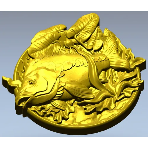 Карп на медальоне - 3D модель STL для ЧПУ