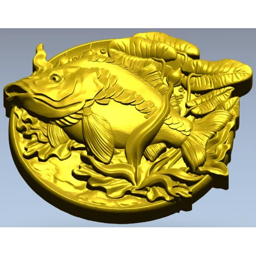 Карп на медальоне - 3D модель STL для ЧПУ