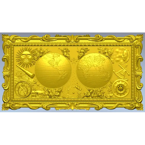 Double Globe Ornate Relief - STL 3D Model for CNC