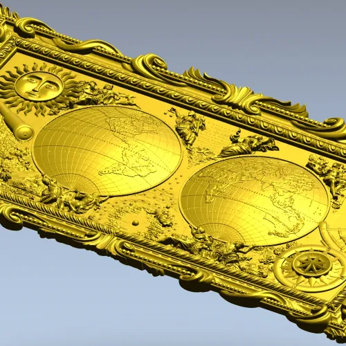 Double Globe Ornate Relief - STL 3D Model for CNC