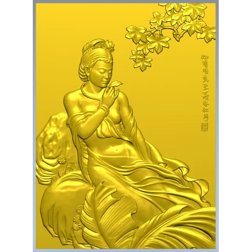 Lotus Serenity - high-relief Chinese beauty 3D model (STL) for CNC