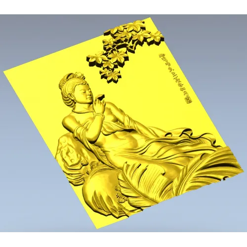 Lotus Serenity - high-relief Chinese beauty 3D model (STL) for CNC