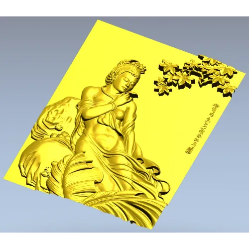 Lotus Serenity - high-relief Chinese beauty 3D model (STL) for CNC