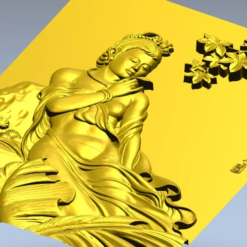 Lotus Serenity - high-relief Chinese beauty 3D model (STL) for CNC