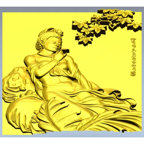 Lotus Serenity - high-relief Chinese beauty 3D model (STL) for CNC