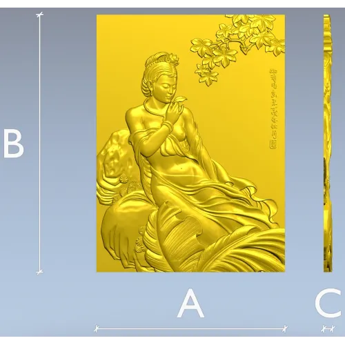 Lotus Serenity - high-relief Chinese beauty 3D model (STL) for CNC