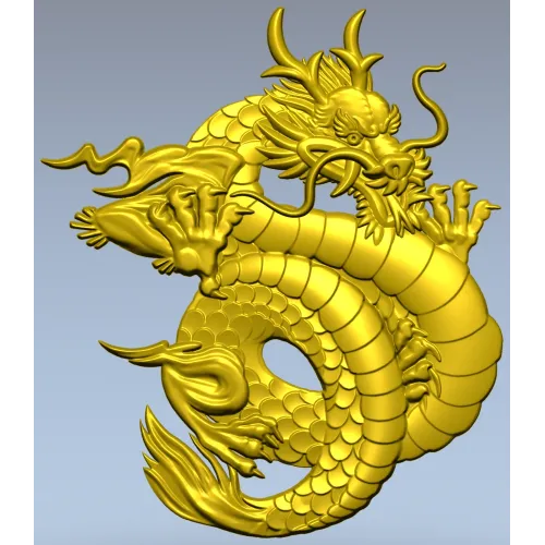 Coiled Imperial Dragon - detailed STL 3D model for CNC
