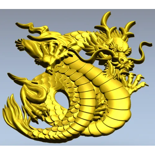 Coiled Imperial Dragon - detailed STL 3D model for CNC