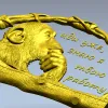 Pensive Monkey Key Holder - STL 3D model for CNC