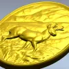 Овальный медальон "Козёл в горах" - 3D модель STL для ЧПУ