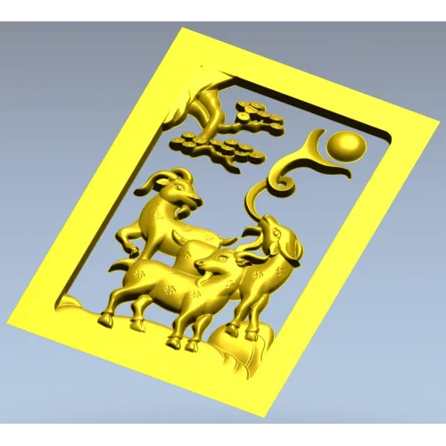 3D модель "Три горных козла" - stl модель для чпу (панно, рельеф)