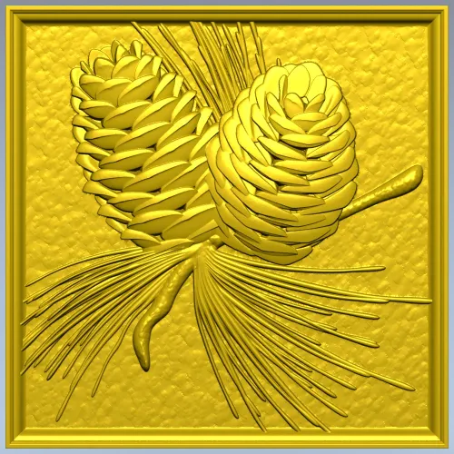 Pinecone Relief Panel STL for CNC Carving