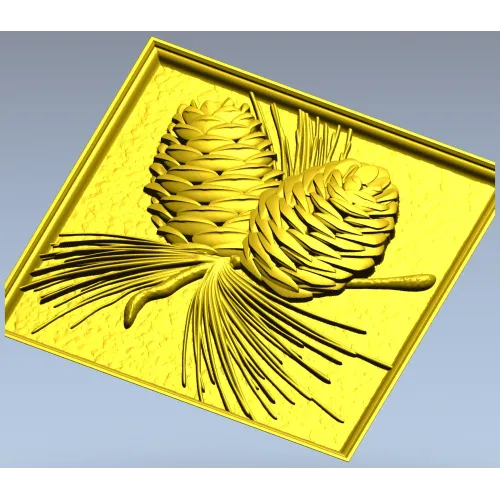 Pinecone Relief Panel STL for CNC Carving