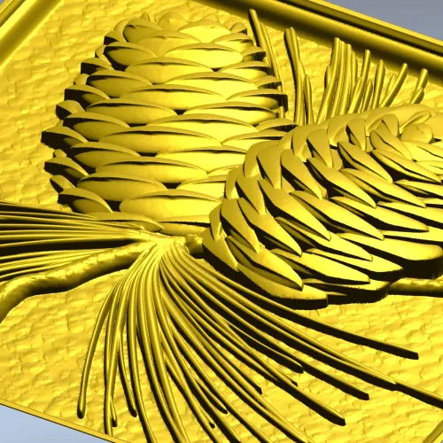Pinecone Relief Panel STL for CNC Carving