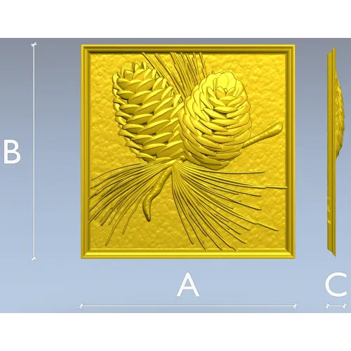 Pinecone Relief Panel STL for CNC Carving