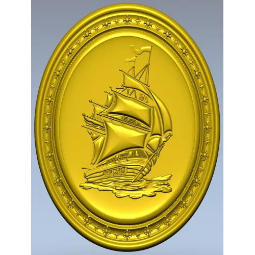 Oval Ship Medallion STL for CNC Routing