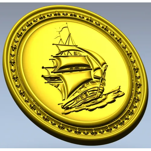 Oval Ship Medallion STL for CNC Routing