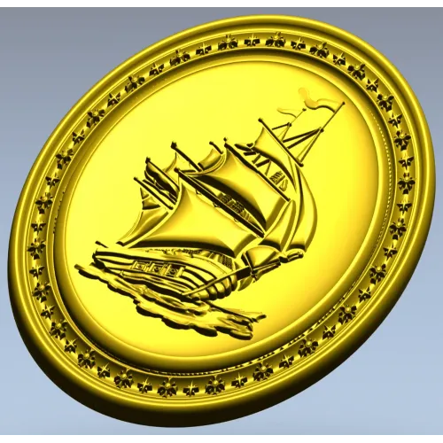Oval Ship Medallion STL for CNC Routing